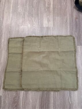 Fringed Olive Green Accent Pillow Cover - Home Accents set 2